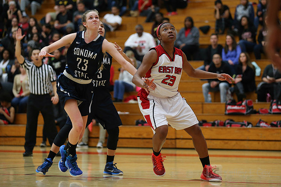 Cal State East Bay Pioneers forward Tori Breshers (23)