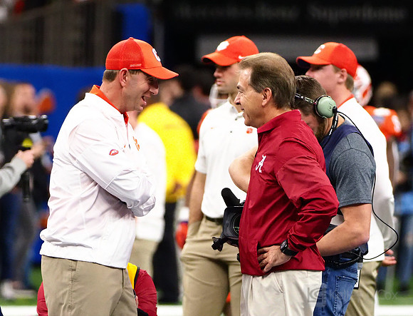 Clemson Tigers head coach Dabo Sweeney, Alabama Crimson Tide head coach Nick Saban