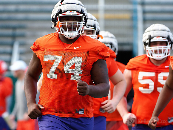 Clemson Tigers guard John Simpson (74)