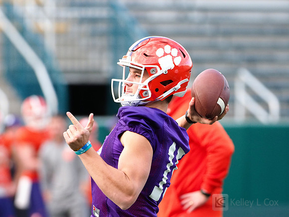 Clemson Tigers quarterback Hunter Johnson (15)