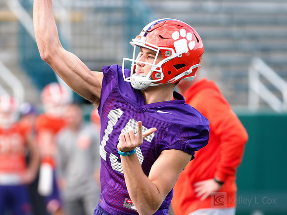 Clemson Tigers quarterback Hunter Johnson (15)