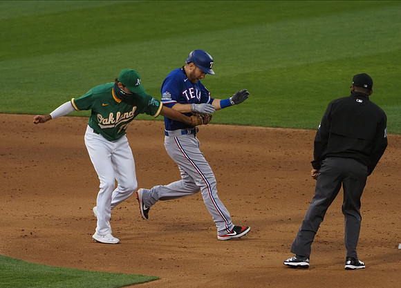 MLB: Texas Rangers at Oakland Athletics