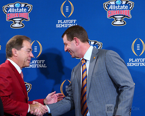 Clemson Tigers head coach Dabo Sweeney, Alabama Crimson Tide head coach Nick Saban