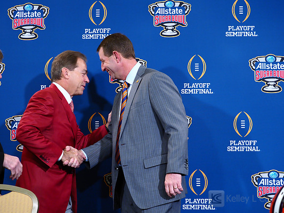 Clemson Tigers head coach Dabo Sweeney, Alabama Crimson Tide head coach Nick Saban