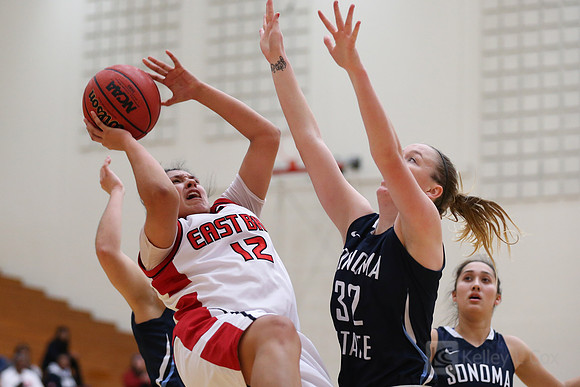Cal State East Bay Pioneers guard Stephanie Lopez (12)